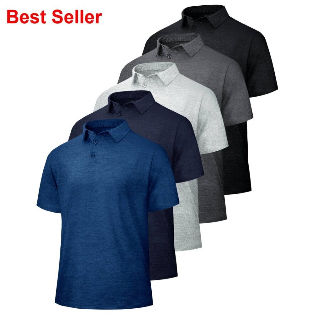 Quick Dry Moisture Wicking Performance Polo Shirts 5 Pack